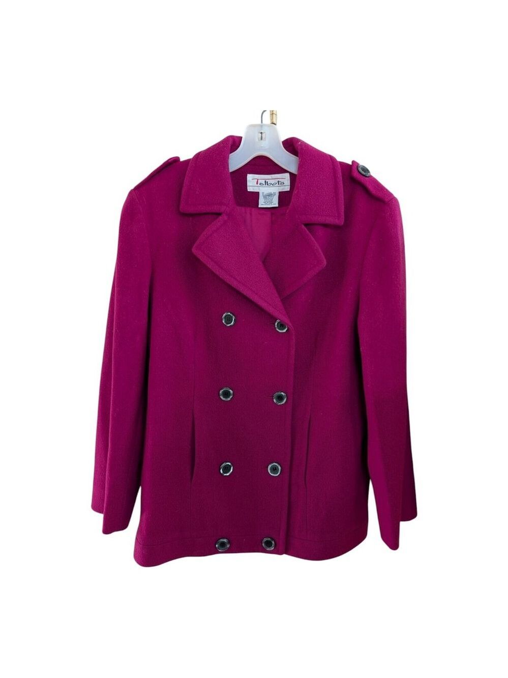 Talbots Fuschia Wool Pea Coat Bomber Jacket Size 6 Small Flaw USA
